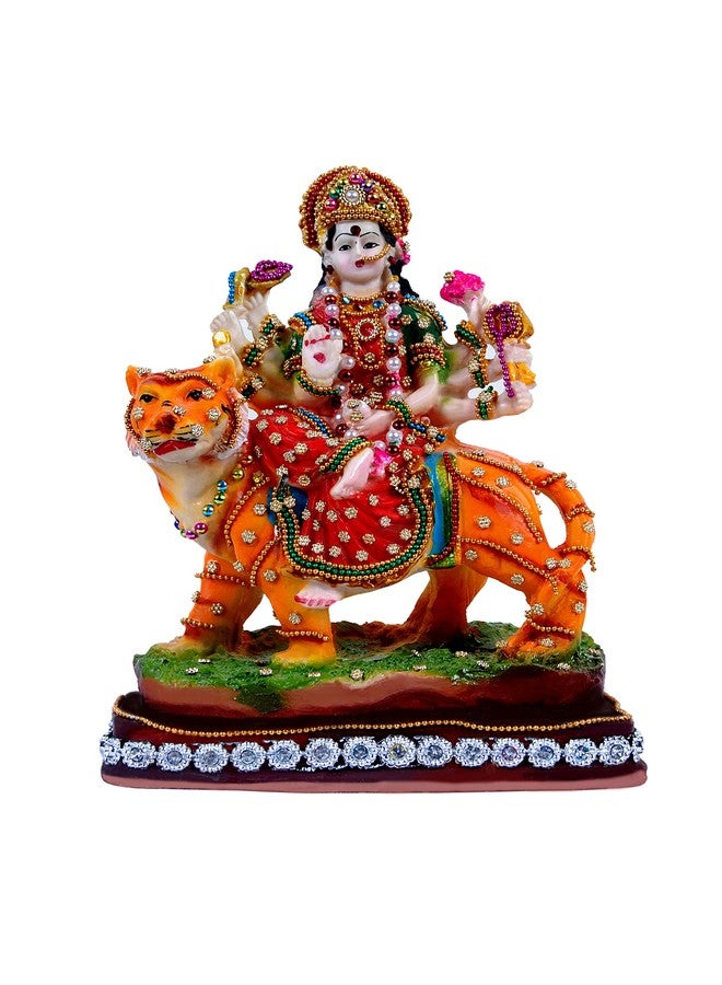 Buji Craft Goddess Durga Idol Sherawali MATA Murti للمنزل معبد ماندير ما دورجا ديفي تمثال لبوجا ديكور دورجا ما للمكتب المنزلي هدية مهرجان ديوالي نافراتري (8 بوصة) 1740 - Image 1